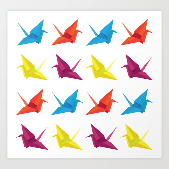 Origami Cranes Habit Artwork Print picture about Origami Crane Instructions Printable titled Origami Cranes Habit Artwork Print